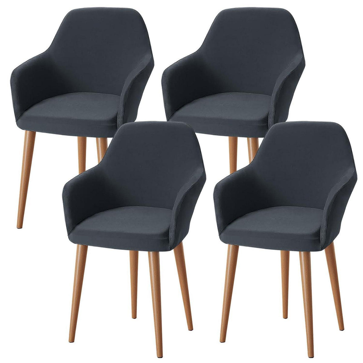 Stretch Stuhlhussen Set Grau – Abnehmbar & Waschbar