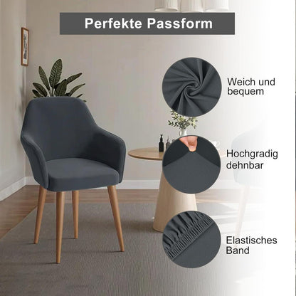 Stretch Stuhlhussen Set Grau – Abnehmbar & Waschbar