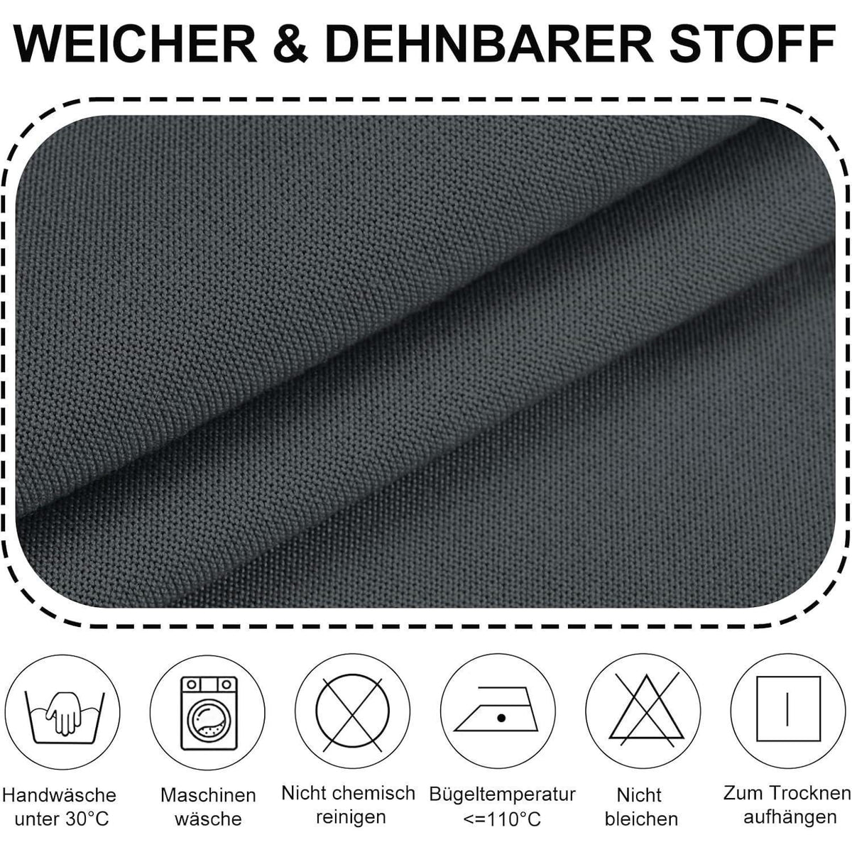 Stretch Stuhlhussen Set Grau – Abnehmbar & Waschbar