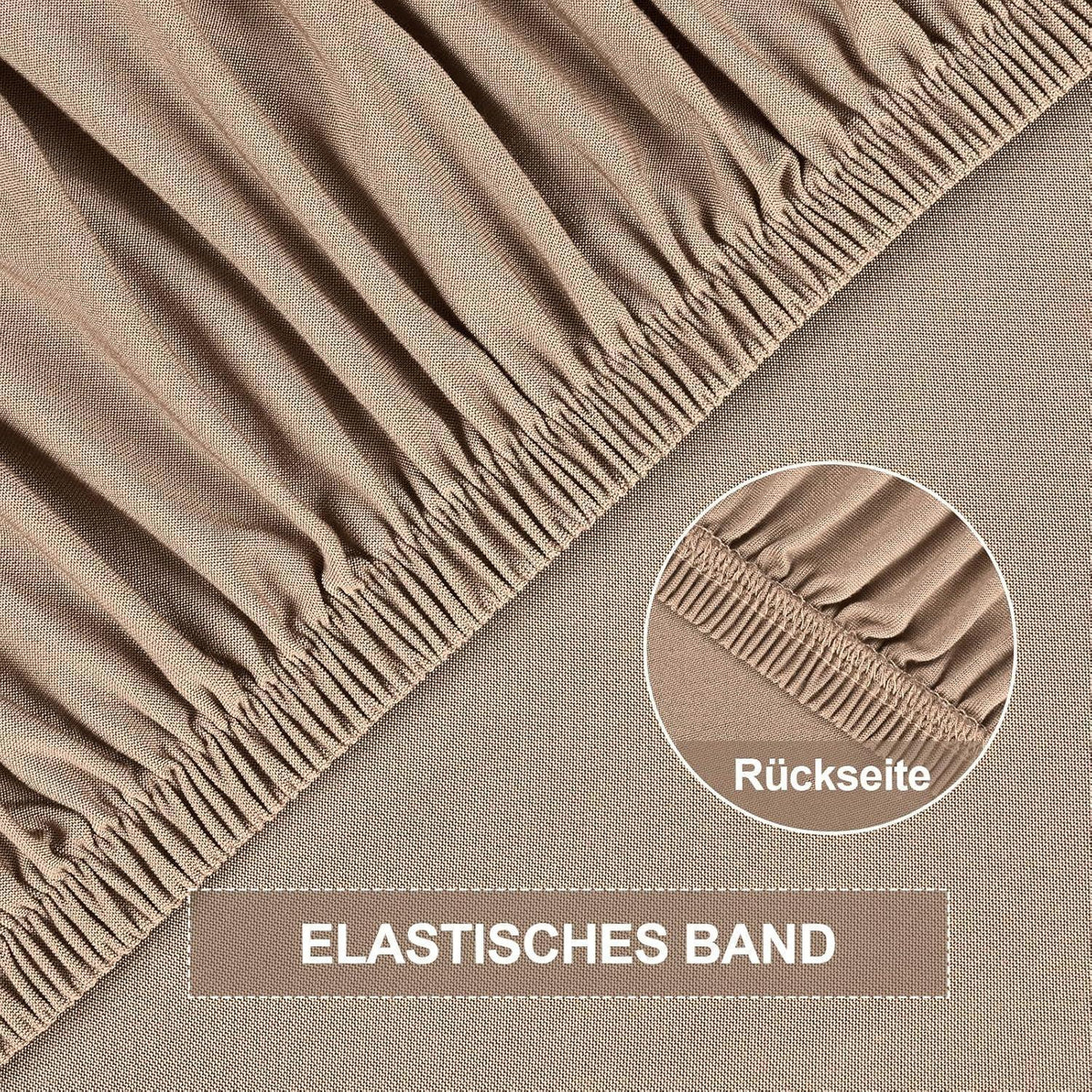 Stretch Stuhlhussen Set – Abnehmbar & Waschbar (Kamel, 4er)