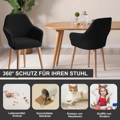 Stretch Stuhlhussen Set Schwarz – Abnehmbar & Waschbar