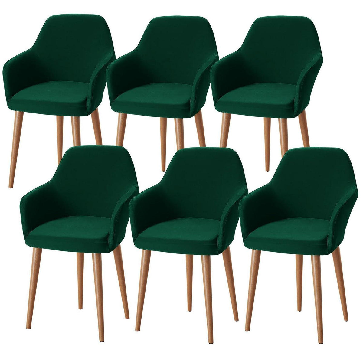 Stretch Stuhlhussen 6er Set – Grün, Abnehmbar & Waschbar