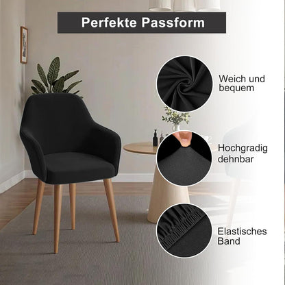 Stretch Stuhlhussen 6er Set – Sesselbezug Schwarz