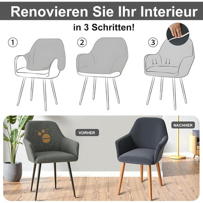 Stretch Stuhlhussen 6er Set – Grau | Sesselbezug & Schonbezug