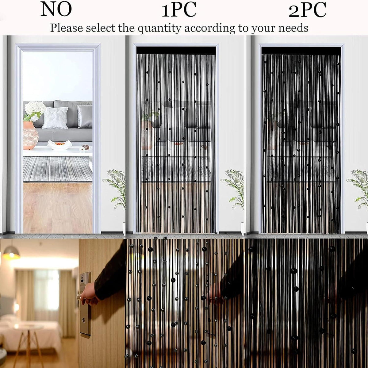 Fliegenvorhang Terrassentür 200x100cm - 2er Set mit Perlen