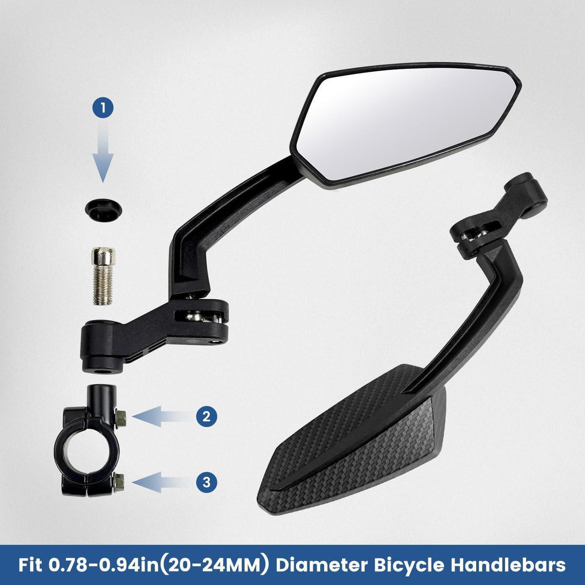 Fahrradspiegel links, 360° verstellbar, HD-Glas