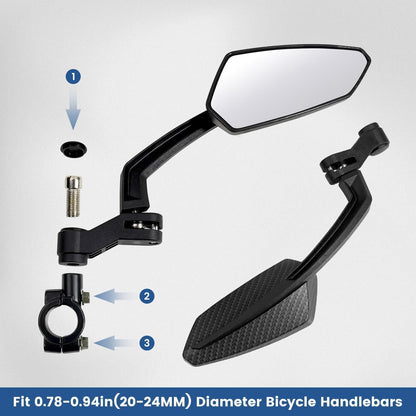 Fahrradspiegel links, 360° verstellbar, HD-Glas