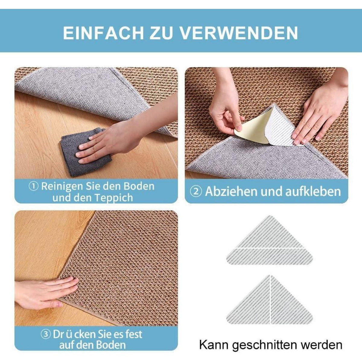 Antirutsch Teppichunterlage Waschbar – 4er Set