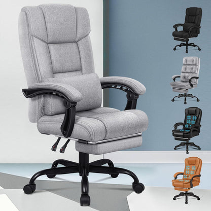 Ergonomischer Bürostuhl mit Netzrücken und Fußstütze, Grau