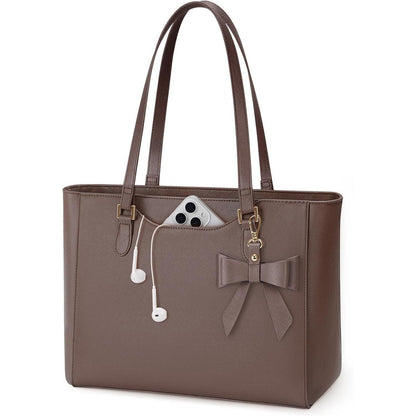 Große Handtasche mit Schmetterlingsschleife – Wasserdichte Shopper & Arbeitstasche in Lederoptik