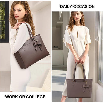 Große Handtasche mit Schmetterlingsschleife – Wasserdichte Shopper & Arbeitstasche in Lederoptik