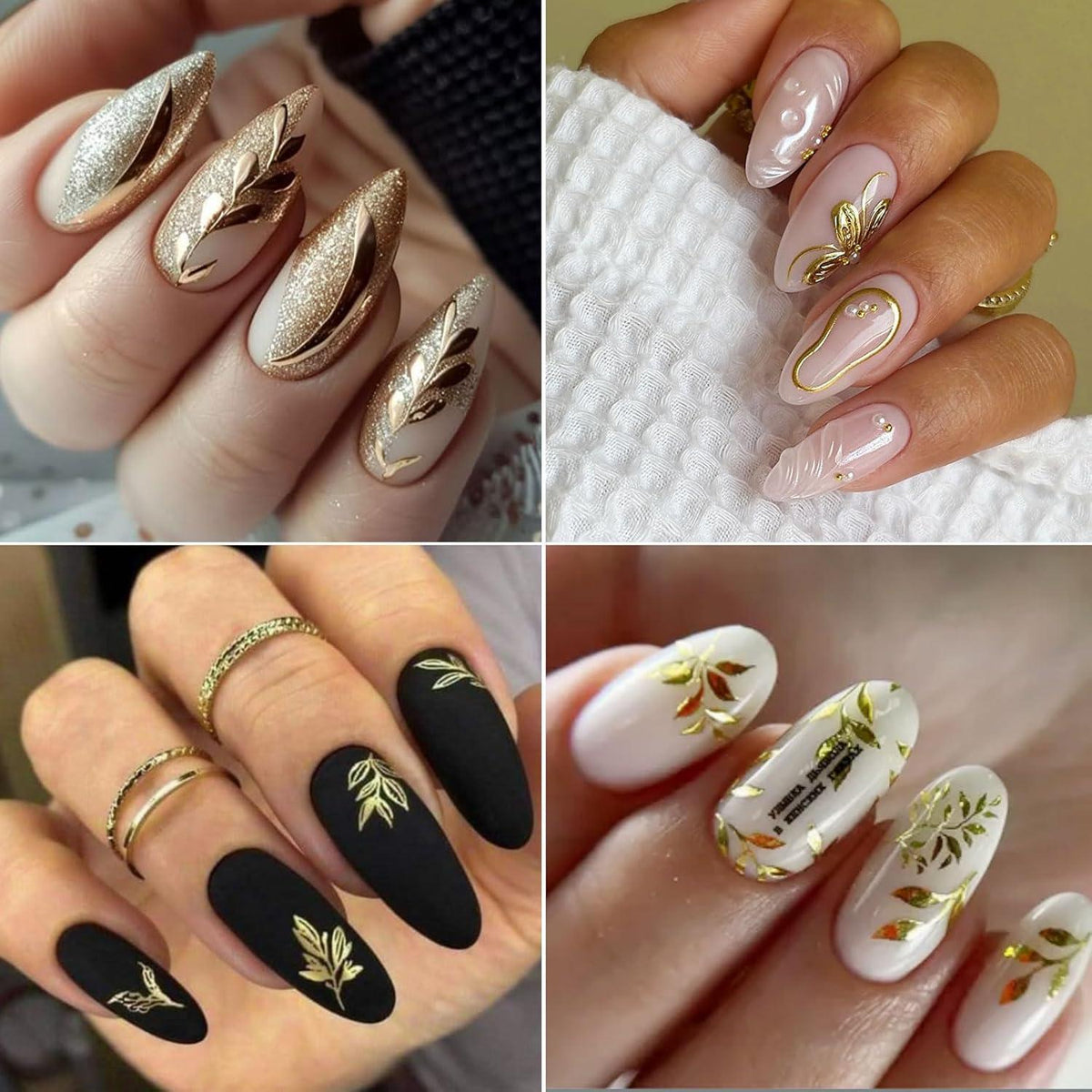 Nagelsticker Goldene Blumen – 8 Blatt Nail Art Aufkleber