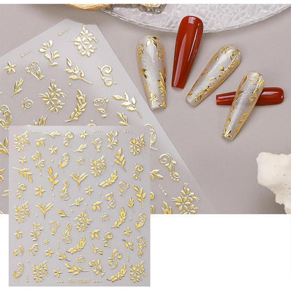 Nagelsticker Goldene Blumen – 8 Blatt Nail Art Aufkleber