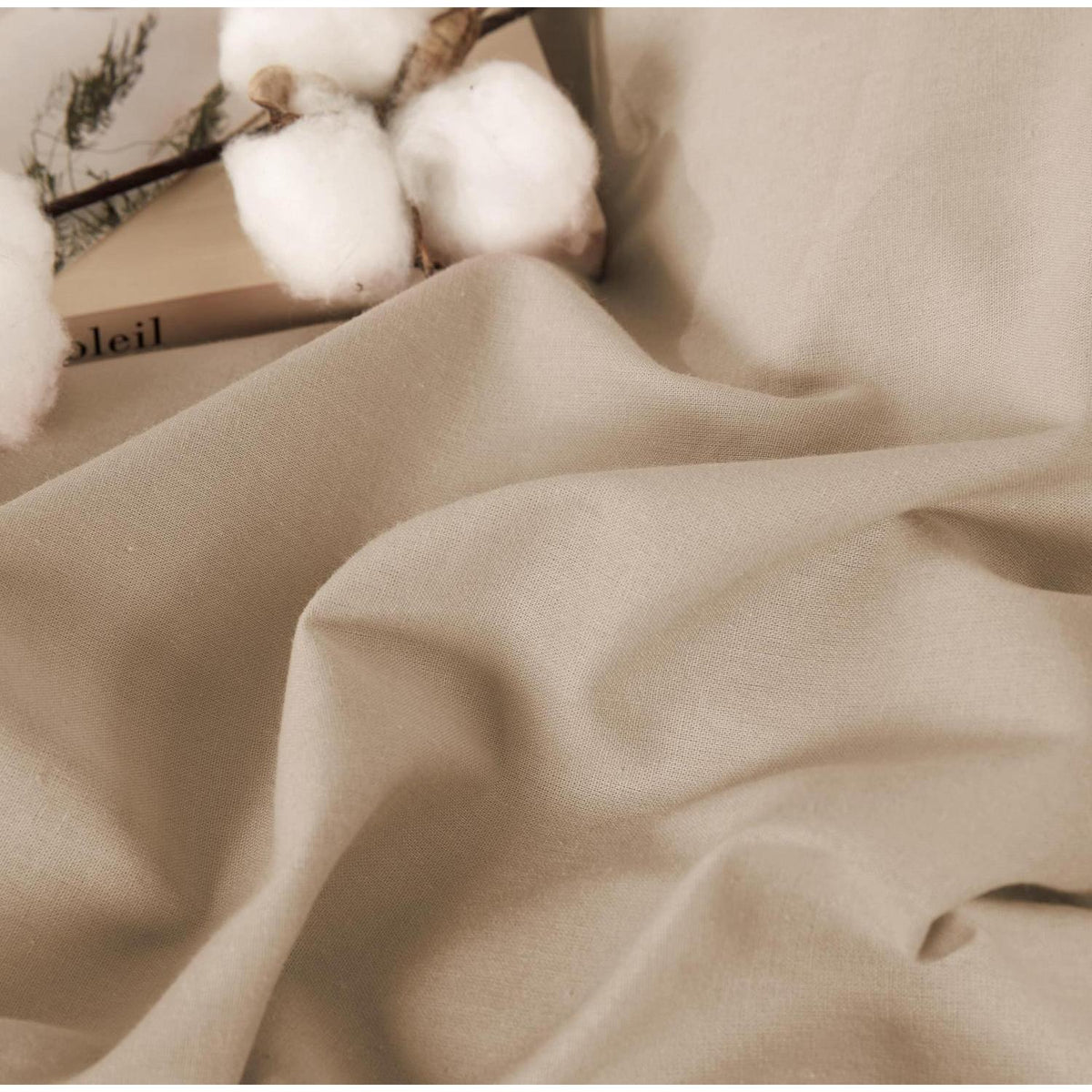 Gewaschene Baumwoll Bettwäsche Set 200x200 cm, Khaki 3tlg.