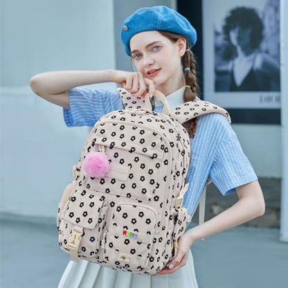 Schulrucksack Mädchen Teenager – Cordrucksack Z-Pflaumenblüte