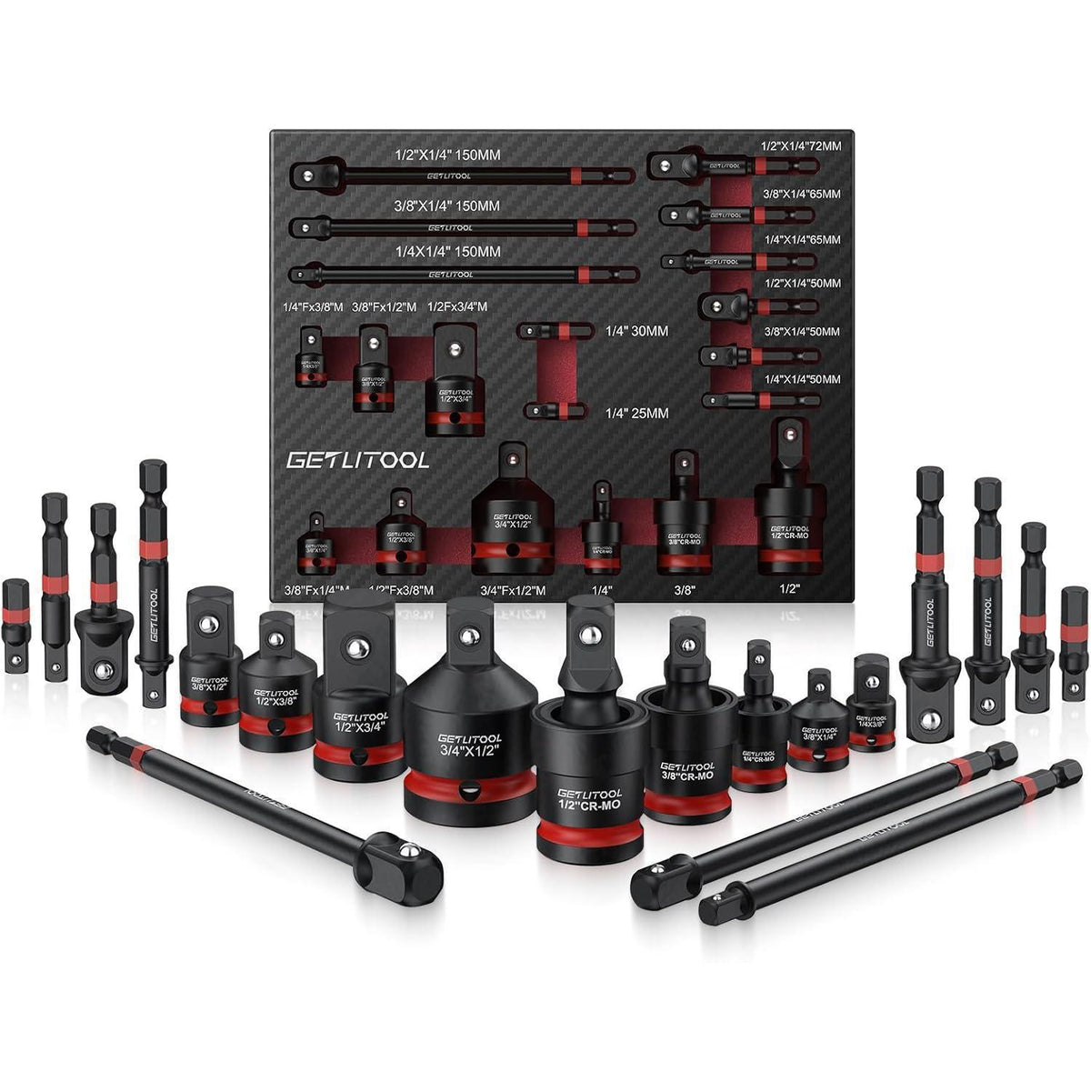 20tlg Stecknuss Adapter Set mit Kardangelenken für Profi-Werkzeug