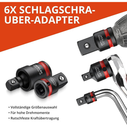 20tlg Stecknuss Adapter Set mit Kardangelenken für Profi-Werkzeug
