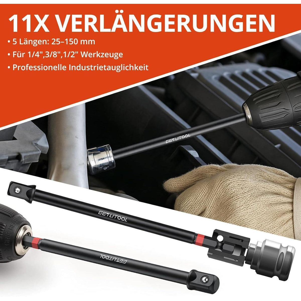 20tlg Stecknuss Adapter Set mit Kardangelenken für Profi-Werkzeug