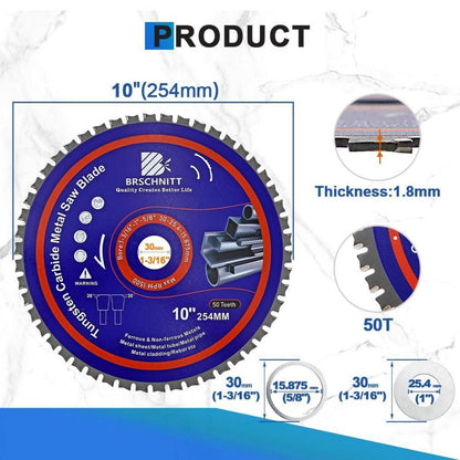 Kreissägeblatt Metall 254mm 50T TCT 2 Stück