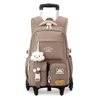 Schulrucksack Trolley Mädchen Braun – 30L, Rollen, Abnehmbar