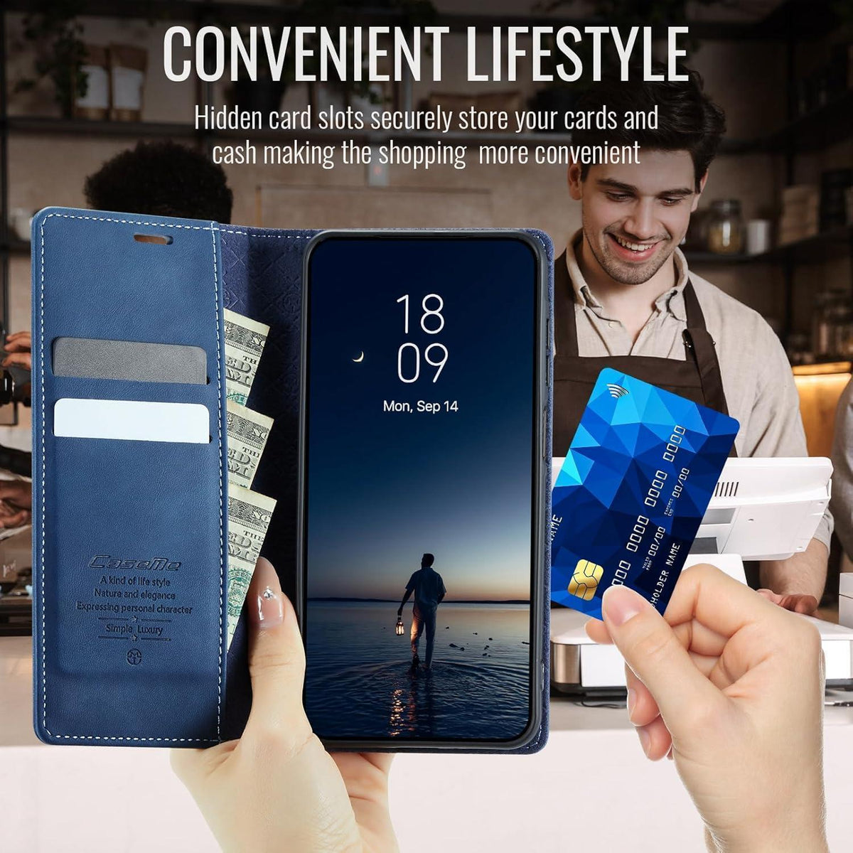 Handyhülle Samsung A54 5G Klapphülle mit Kartenfach & RFID in Lederoptik