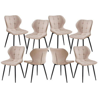8er Set Atmungsaktive Leinen Esszimmerstühle Modern Khaki