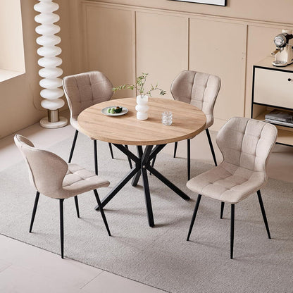 8er Set Atmungsaktive Leinen Esszimmerstühle Modern Khaki