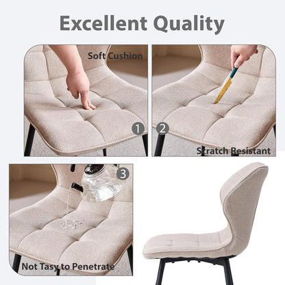 8er Set Atmungsaktive Leinen Esszimmerstühle Modern Khaki