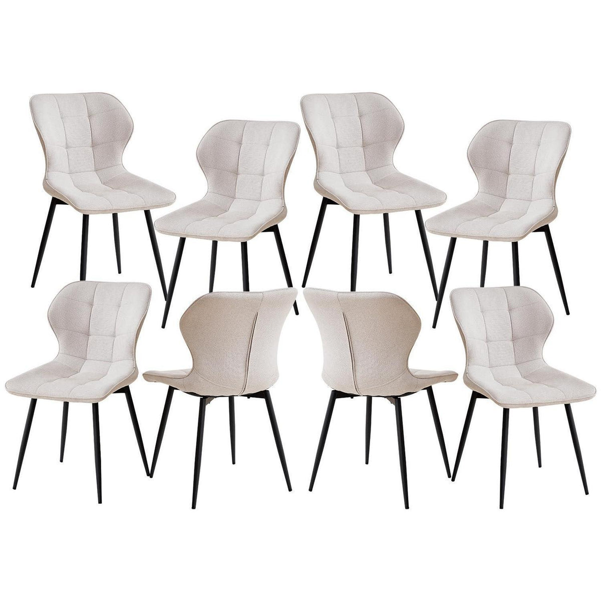 8er Set Atmungsaktive Leinen Esszimmerstühle Beige