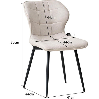 8er Set Atmungsaktive Leinen Esszimmerstühle Beige