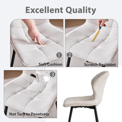 8er Set Atmungsaktive Leinen Esszimmerstühle Beige