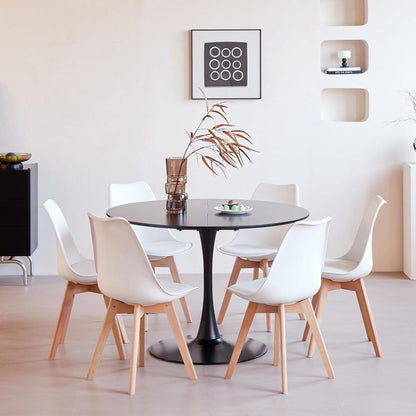 Moderner runder Esstisch 110cm – Schwarz, für 4-6 Personen