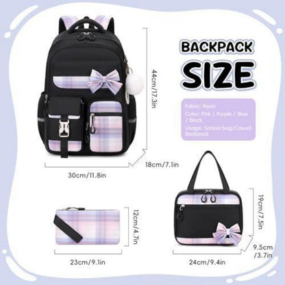 Schulrucksack Mädchen Set 3-tlg. – Schwarz, 3. bis 5. Klasse