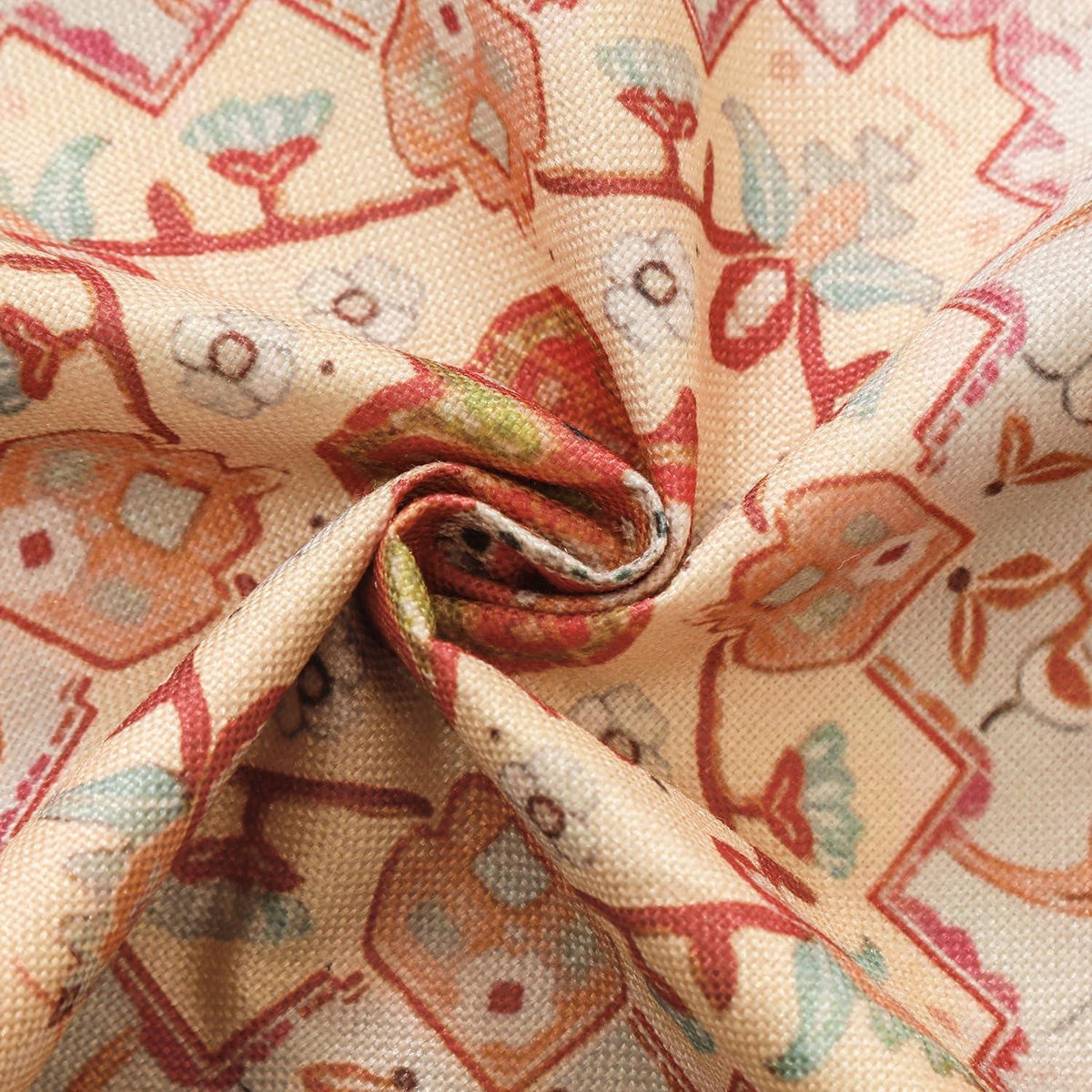 2er Set Boho Kissenbezüge 45x45 Beige - Ethno Deko Kissenbezug