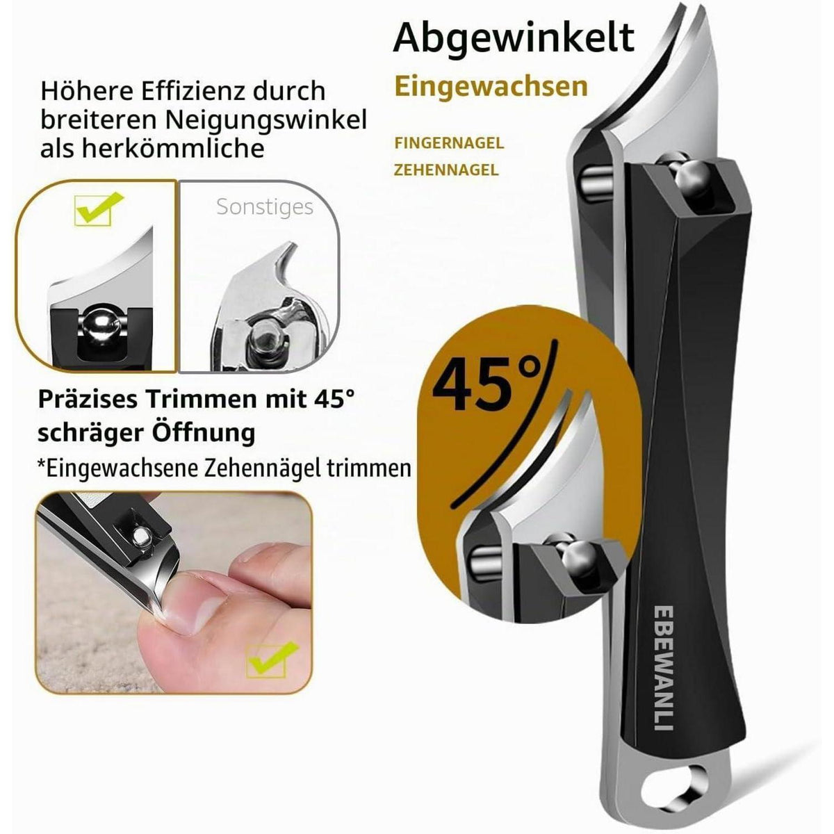 Pediküre Set für Eingewachsene Zehennägel – 6-teilig Edelstahl