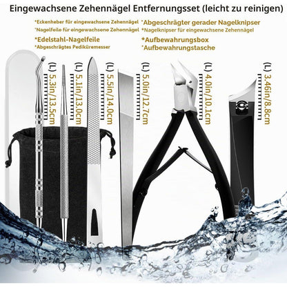 Pediküre Set für Eingewachsene Zehennägel – 6-teilig Edelstahl
