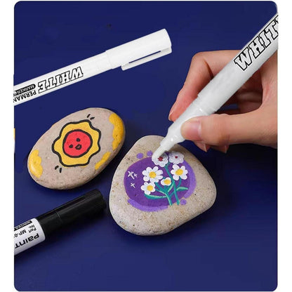 Acrylstifte Weiß 6er Set - Permanent Marker für Steine & Basteln