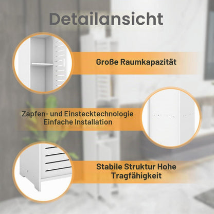 Badezimmerschrank weiß mit Holzsockel 26x22x118cm