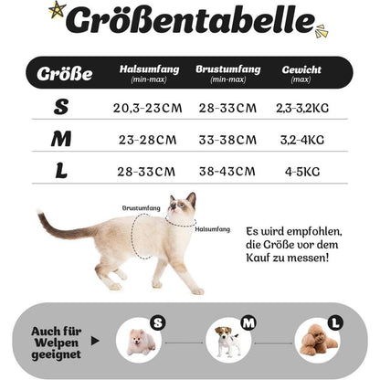 Katzengeschirr ausbruchsicher mit Leine, Größe S, Schwarz