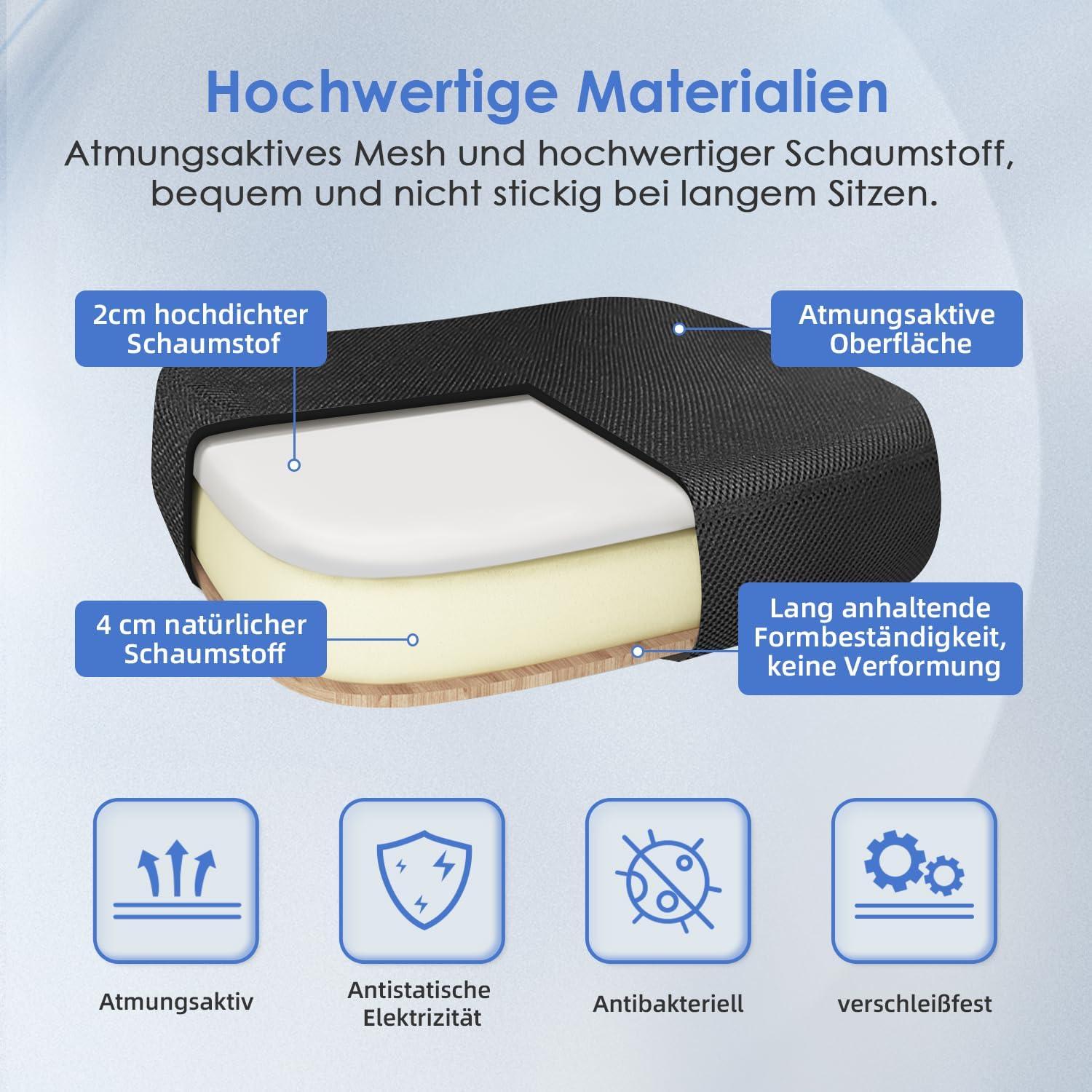 Bürostuhl Hochklappbare Armlehnen Wippfunktion 360°Drehstuhl ergonomisch Atmungsaktiv Bis zu 150kg