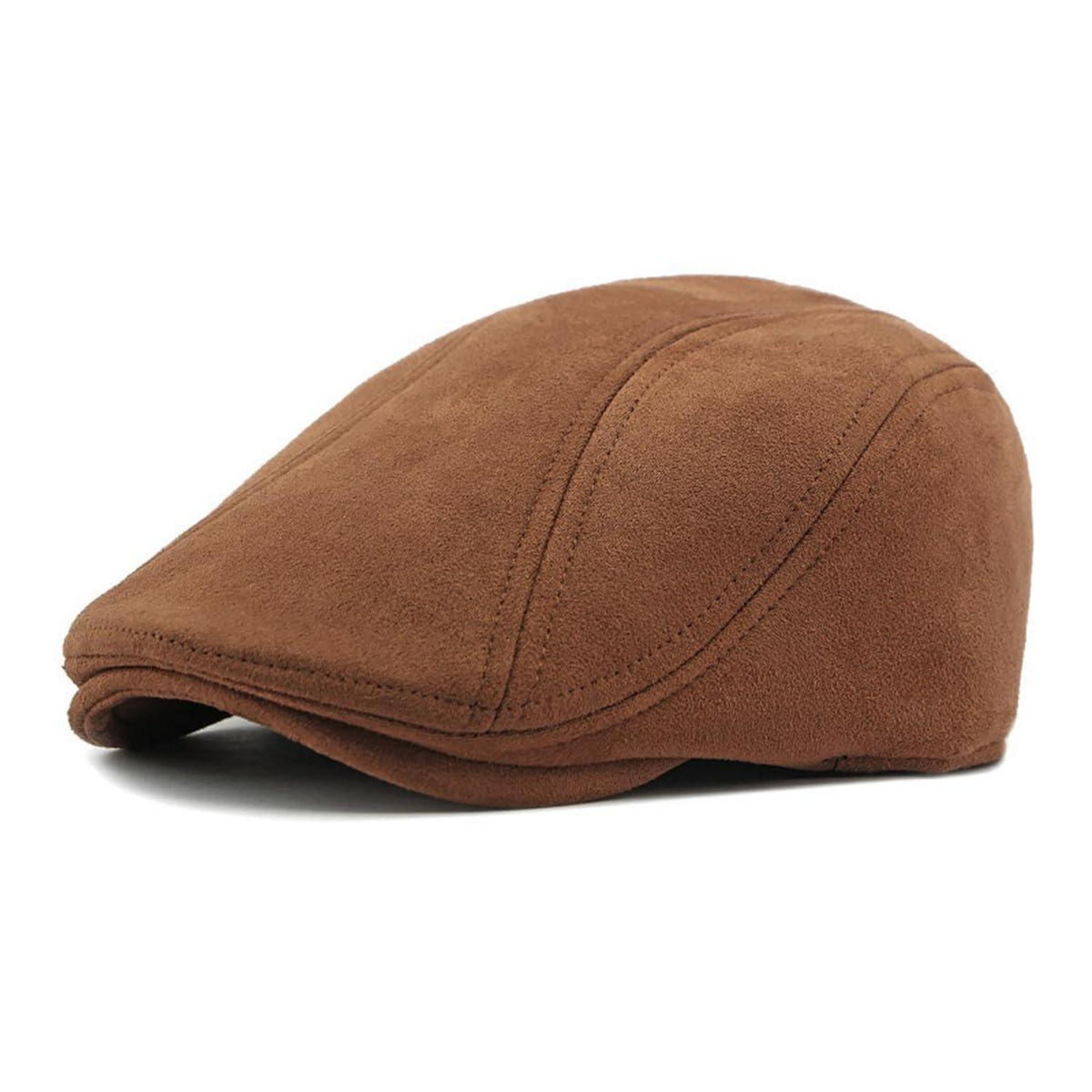 Schiebermütze Herren – Vintage Flat Cap Braun in Lederoptik