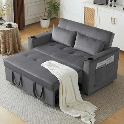 Klappbares Schlafsofa mit Getränkehaltern & Stauraum, Grau
