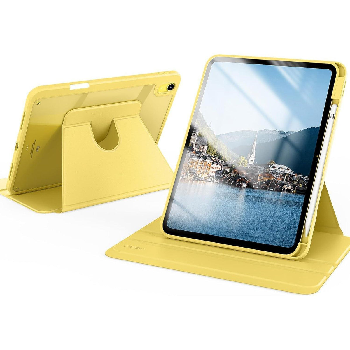 CACOE Rotierende Hülle für iPad 11/10 Gen. 2025/2022, Gelb