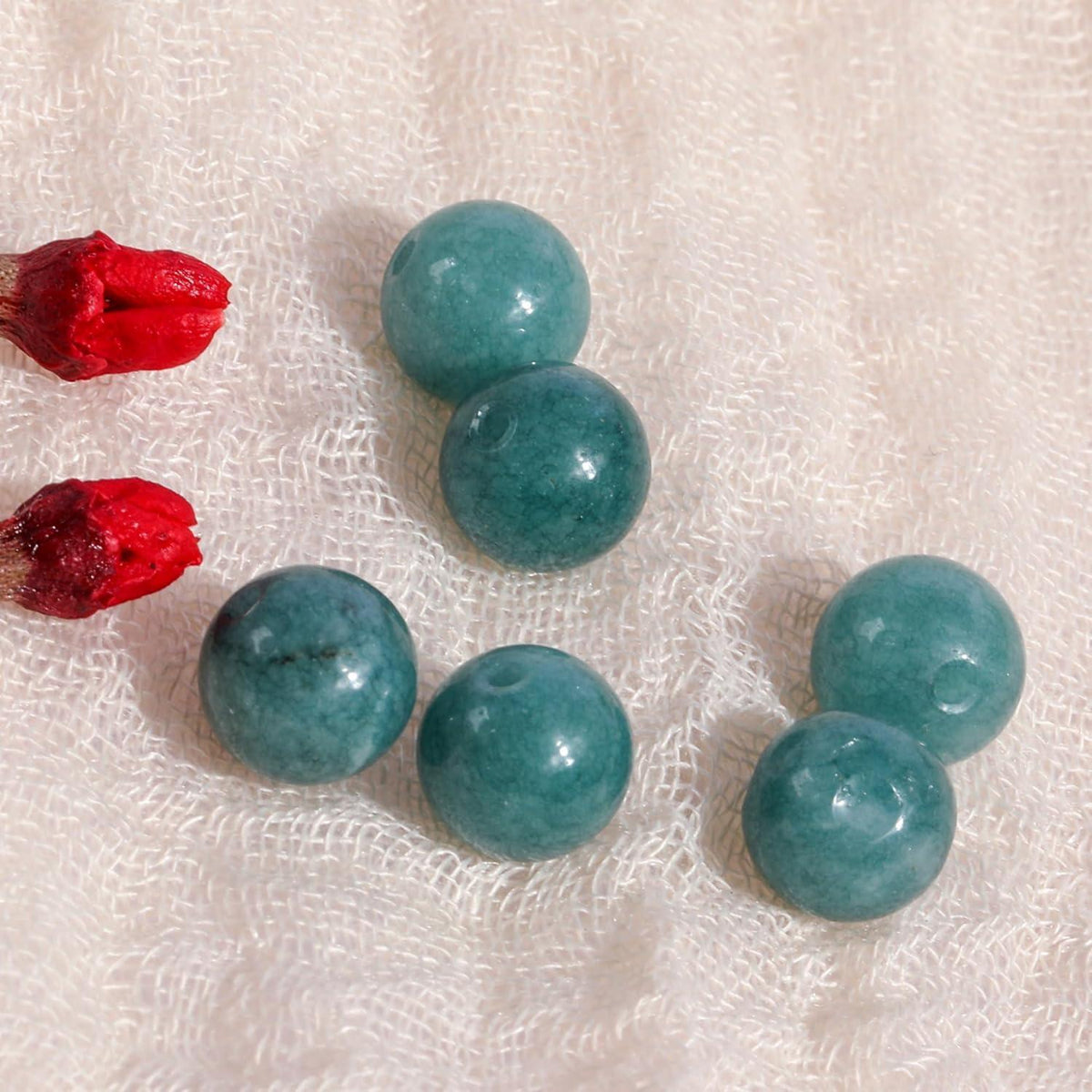 Aquamarin Perlen 8mm - 90 Stück für Schmuck & Basteln