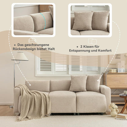 3-Sitzer Sofa Chenille Beige – Modernes Wohnzimmer Sofa