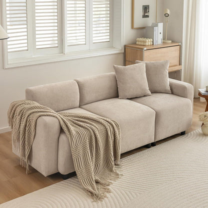 3-Sitzer Sofa Chenille Beige – Modernes Wohnzimmer Sofa