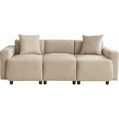 3-Sitzer Sofa Chenille Beige – Modernes Wohnzimmer Sofa
