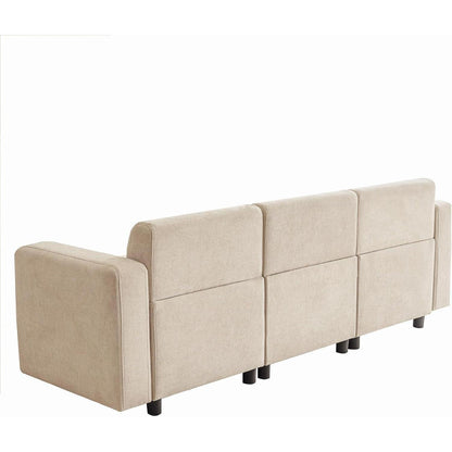 3-Sitzer Sofa Chenille Beige – Modernes Wohnzimmer Sofa