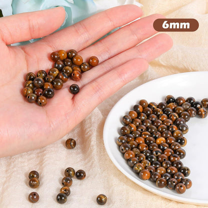 Tigerauge Perlen 6mm - 120 Stück Natürliche Edelsteine für Schmuck