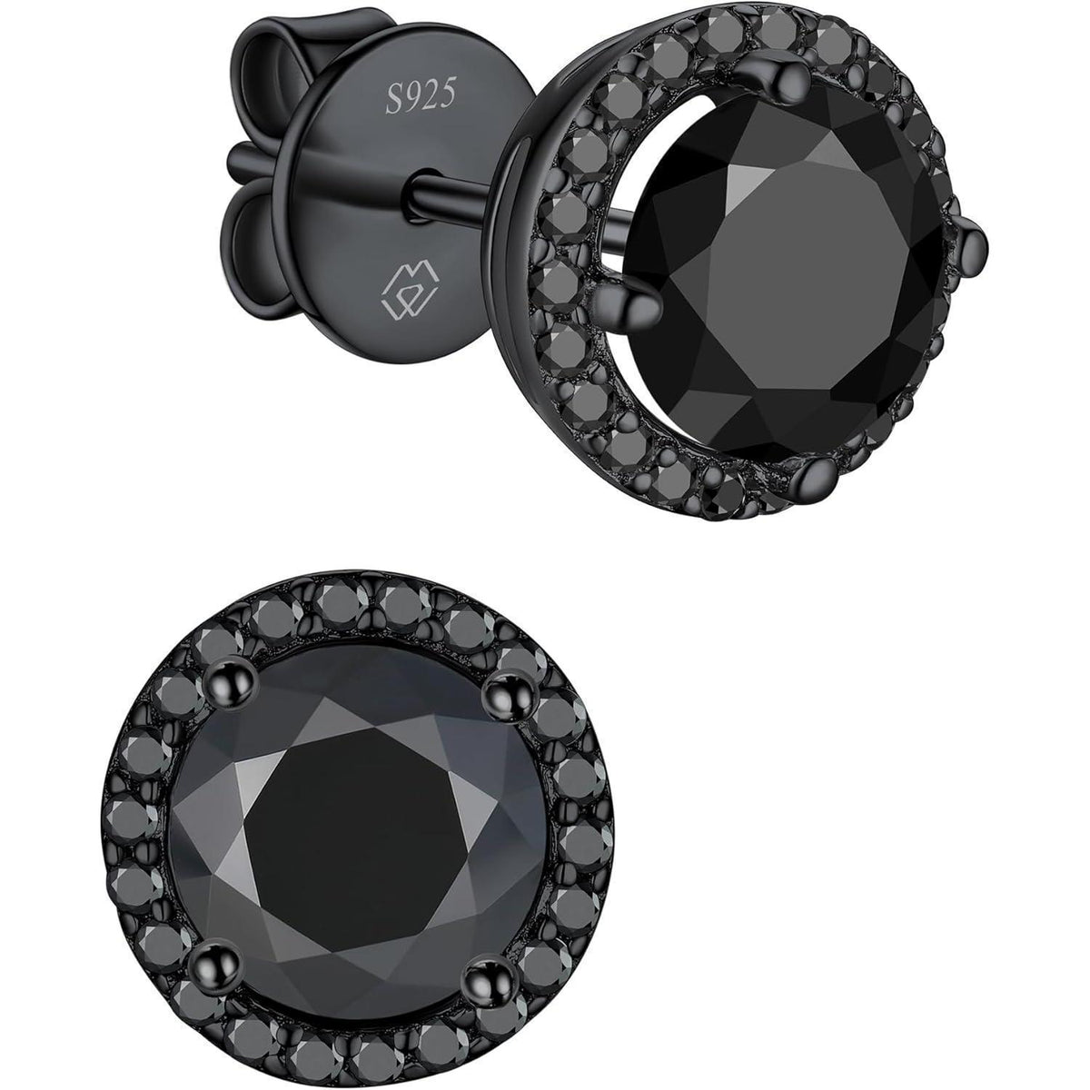 Schwarze Moissanite Ohrstecker 1 Karat 925 Silber Herren Damen